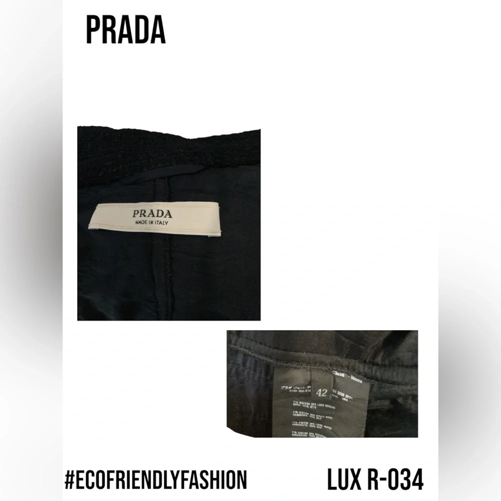 Prada - Black Tweed Chain Embellished Jacket Sz 42 - Picture 15 of 16